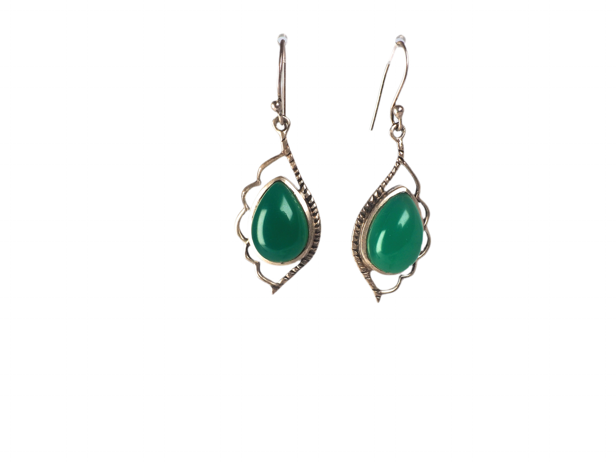 Green Onyx earpiece Silver 925
