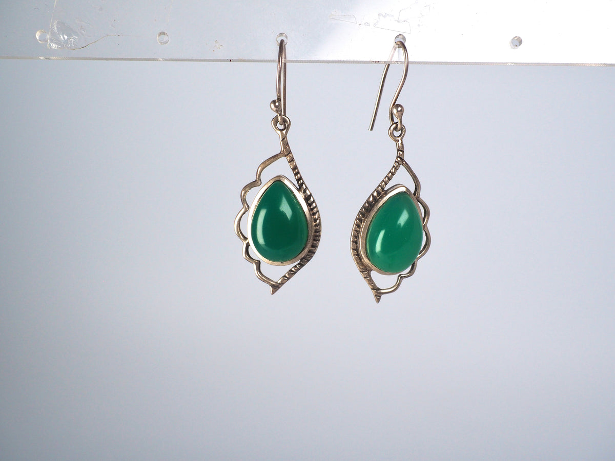 Green Onyx earpiece Silver 925