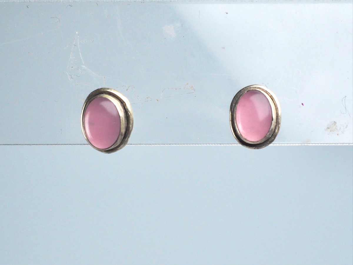 Rose Quartz stud earring Silver 925