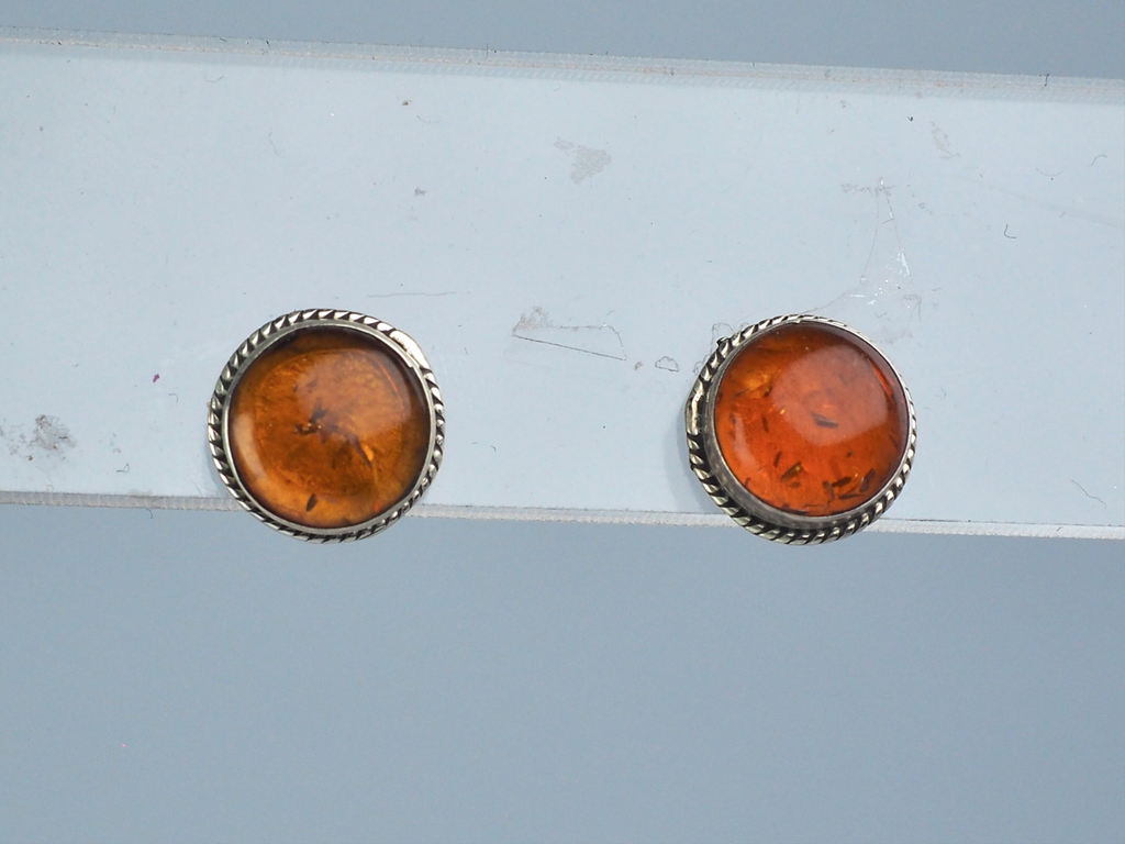 Amber stud earring Silver 925