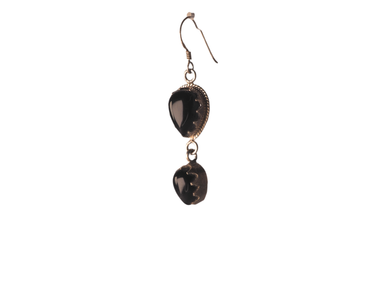 Black Onyx earpiece Silver 925