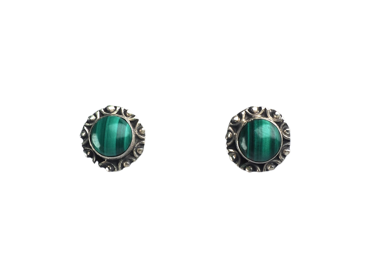 Malachiet stud earring Silver 925