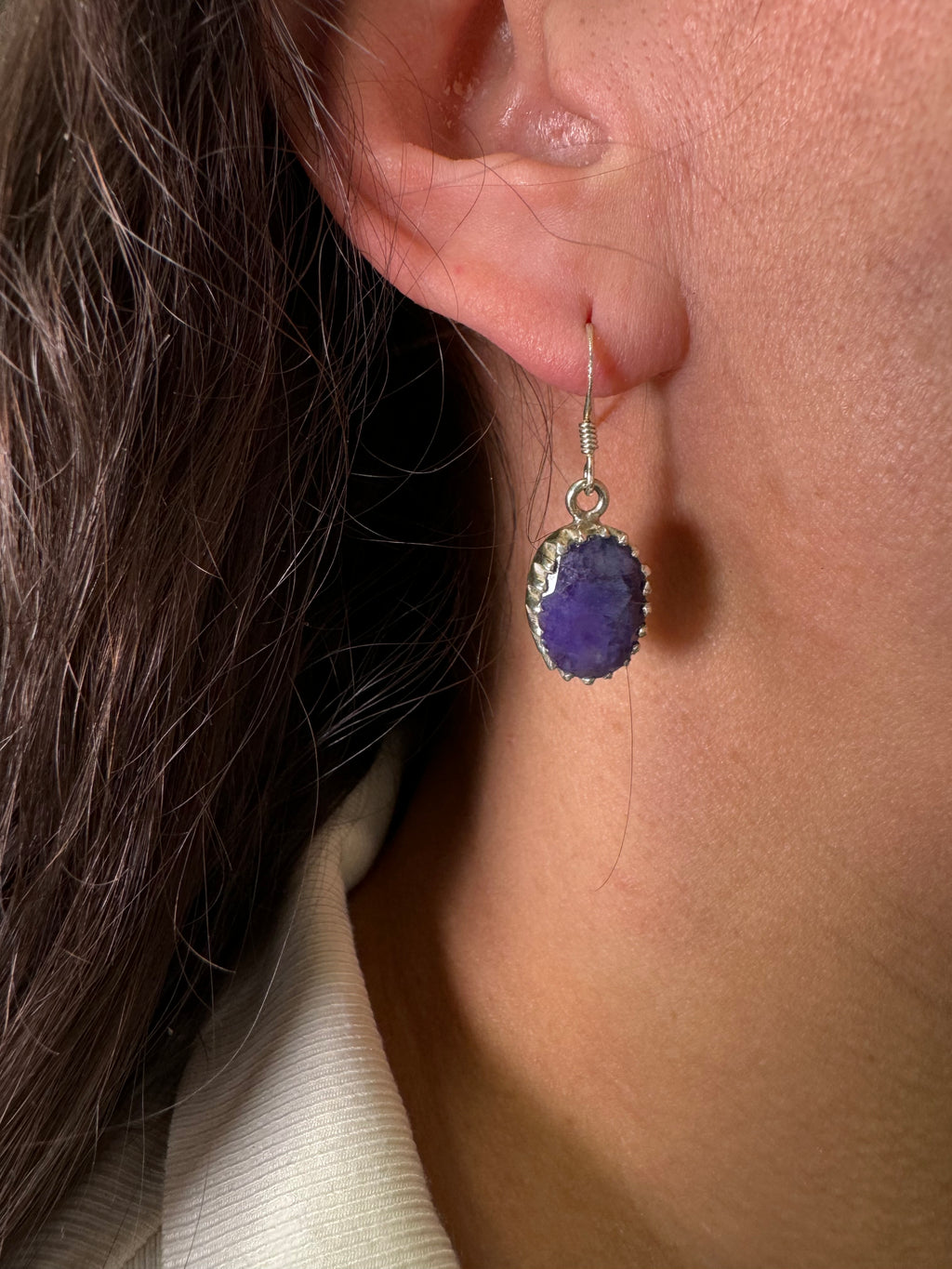 Blue Sapphire Earpiece Silver 925