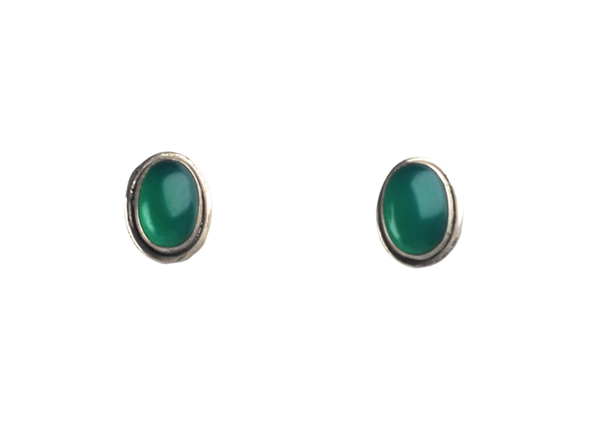 Green Onyx stud earring Silver 925