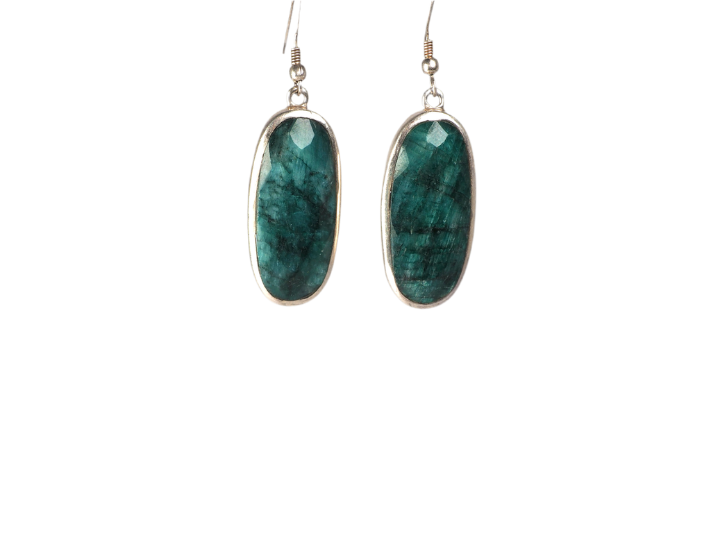 Green Emerald Earpiece Silver 925