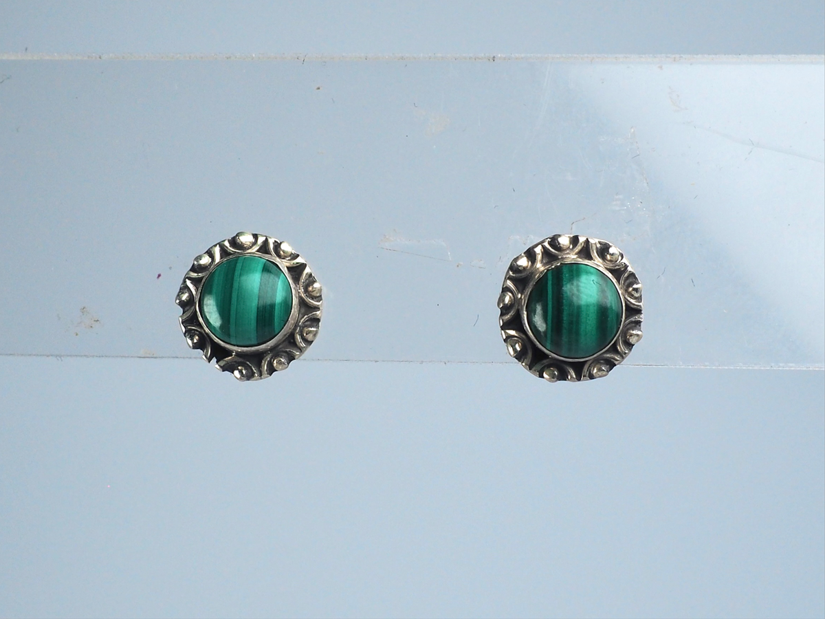 Malachiet stud earring Silver 925