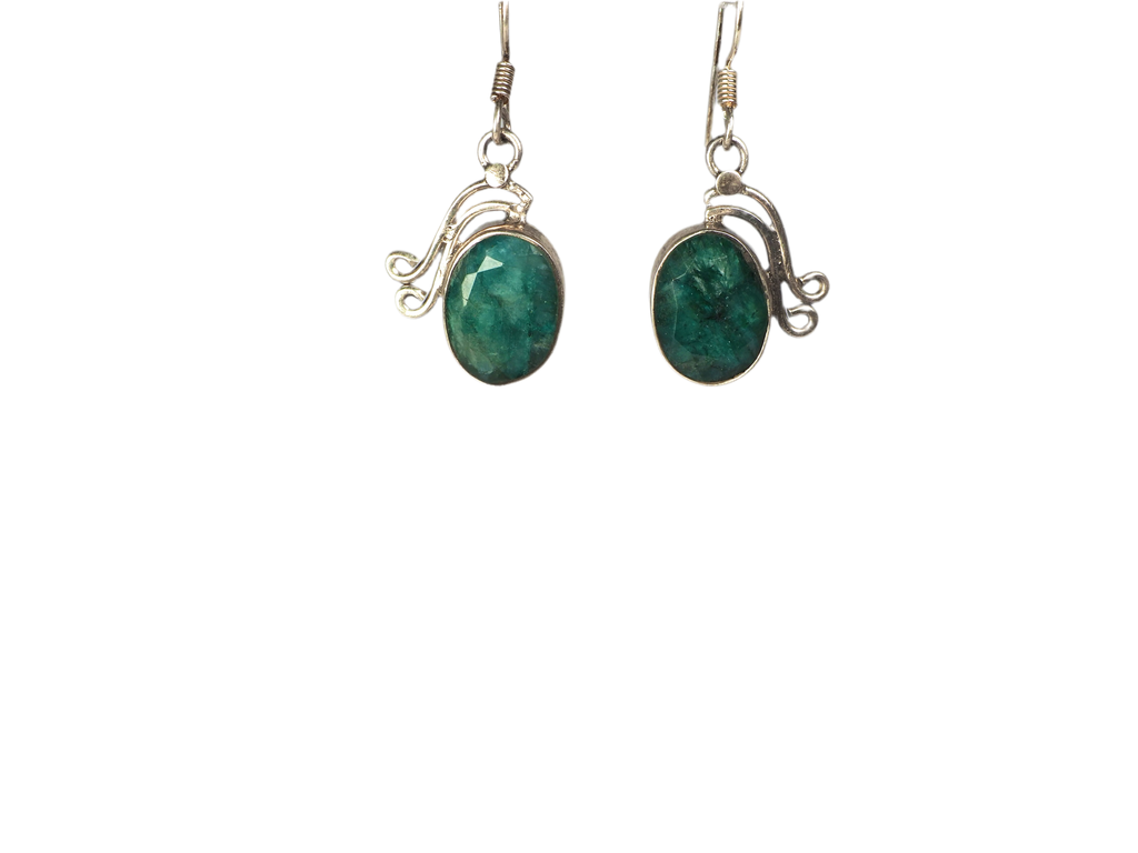 Green Emrald Earpiece Silver 925