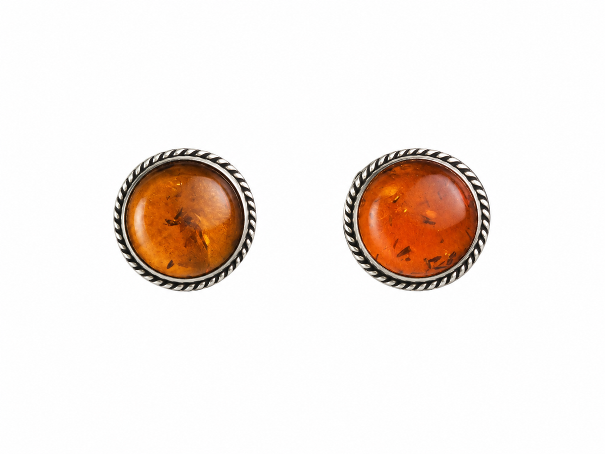 Amber stud earring Silver 925
