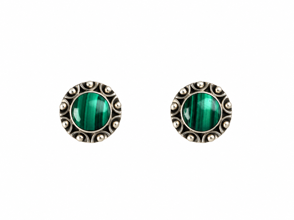 Malachiet stud earring Silver 925
