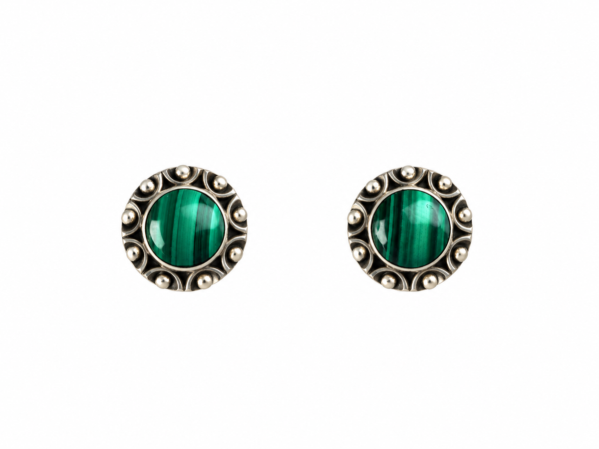 Malachiet stud earring Silver 925