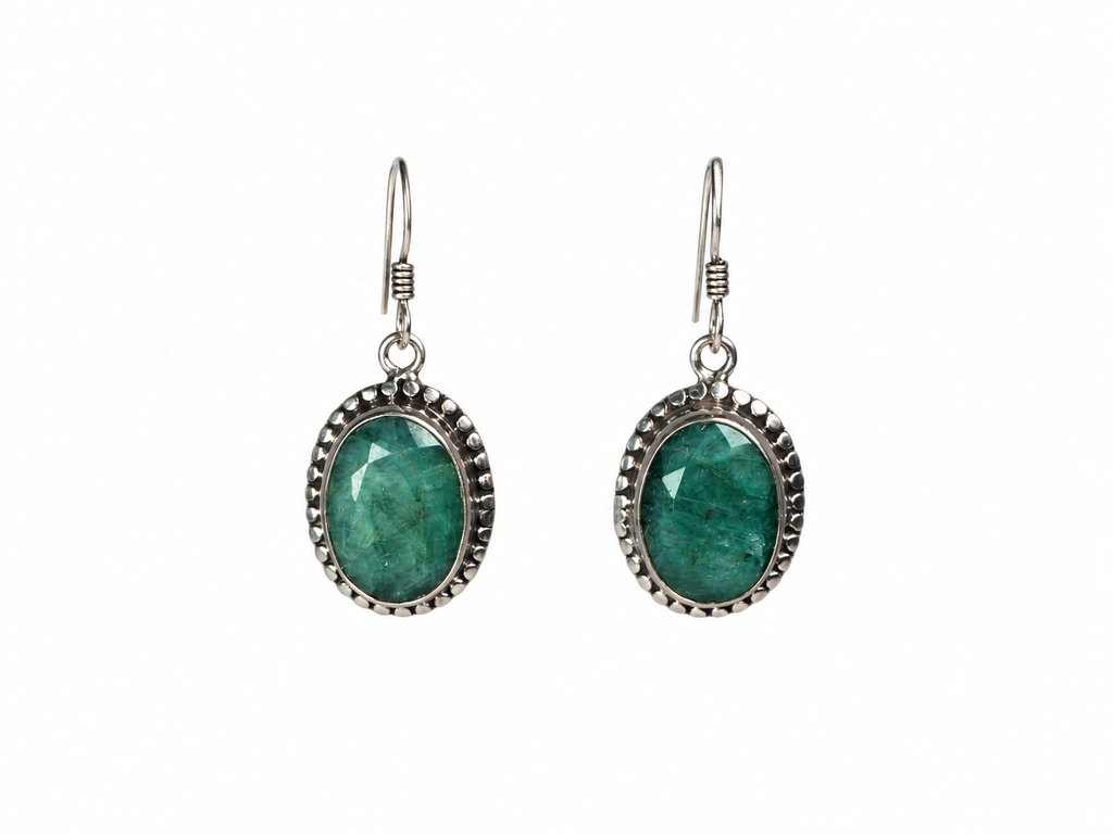 Green Emrald Earpiece Silver 925