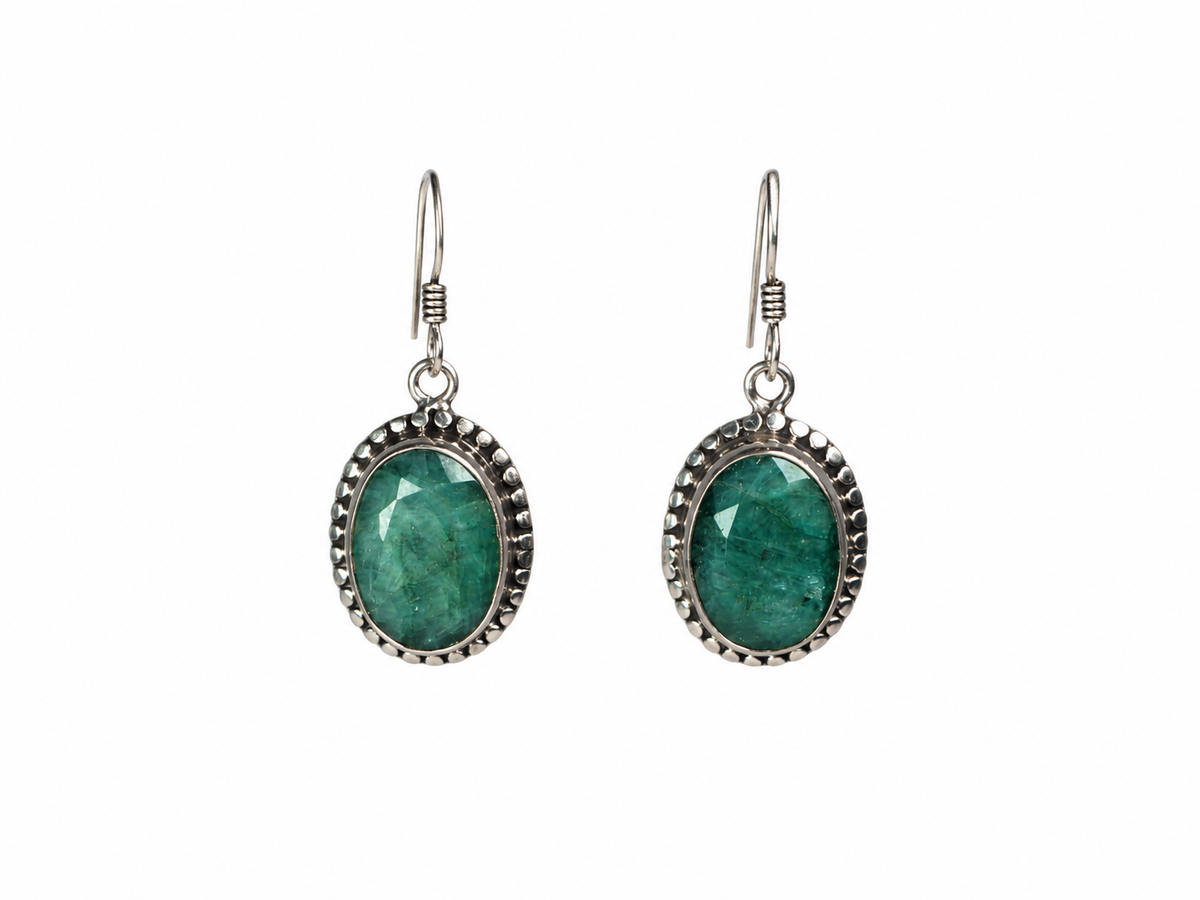 Green Emrald Earpiece Silver 925