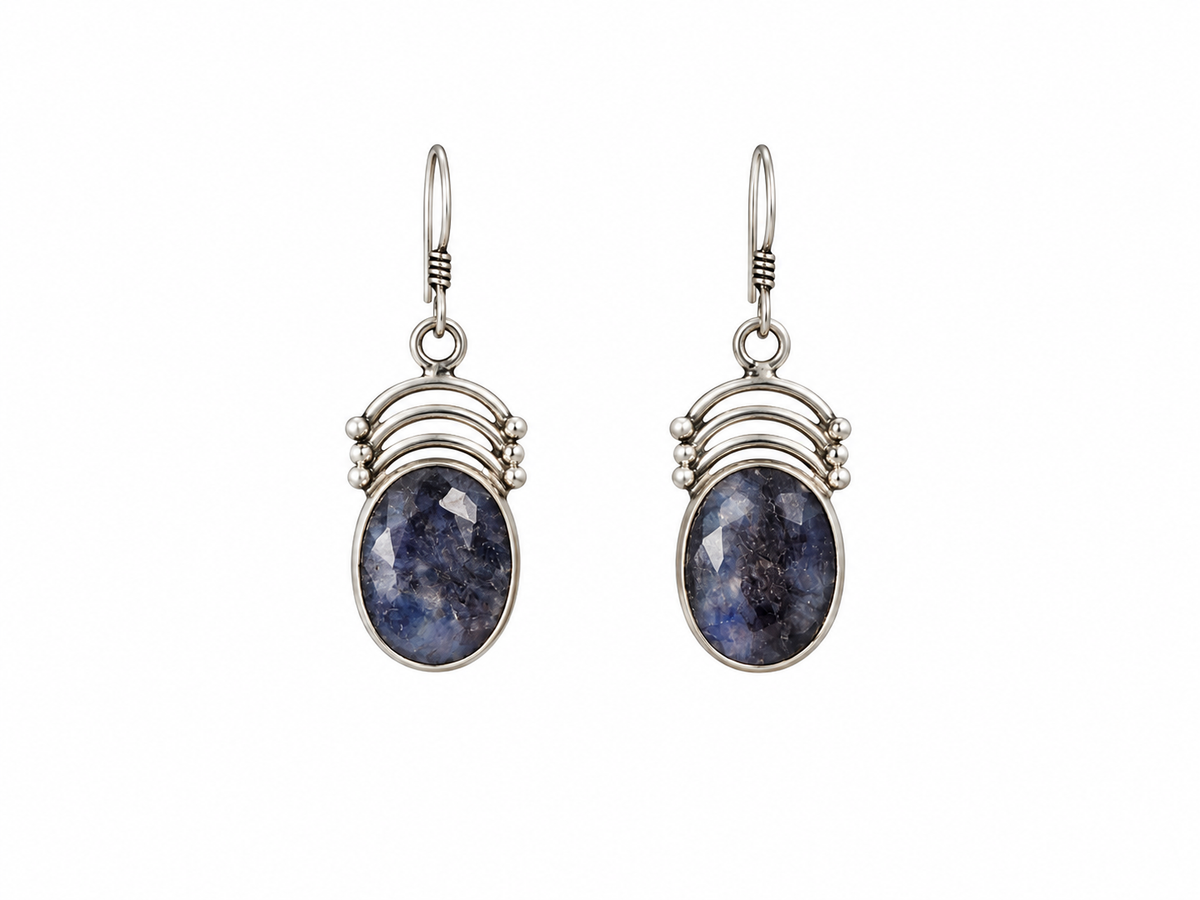 Blue Sapphire Earpiece Silver 925