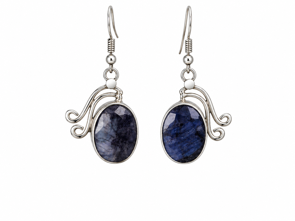 Blue Sapphire Earpiece Silver 925
