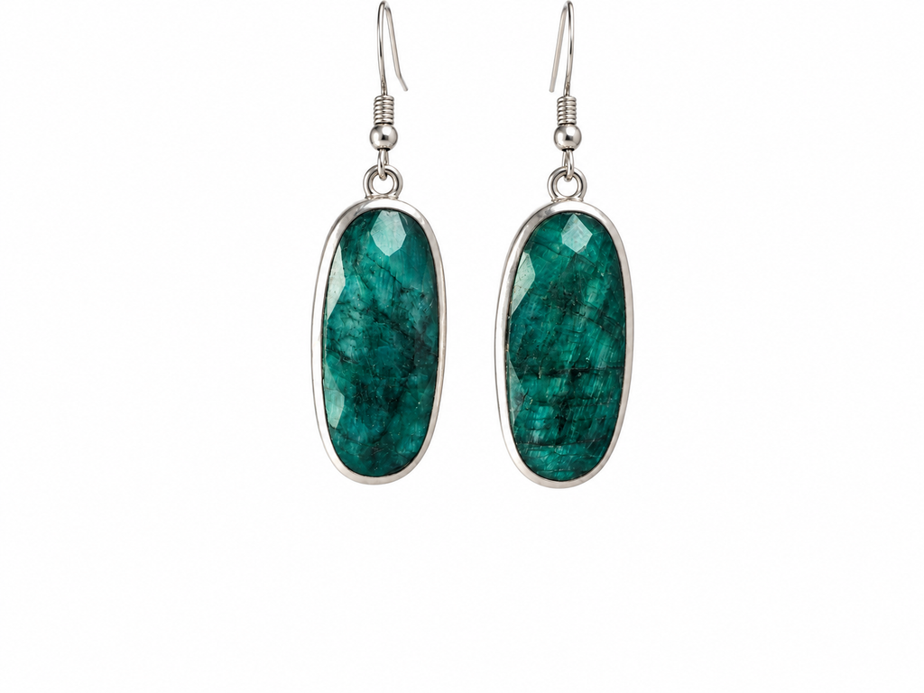 Green Emerald Earpiece Silver 925