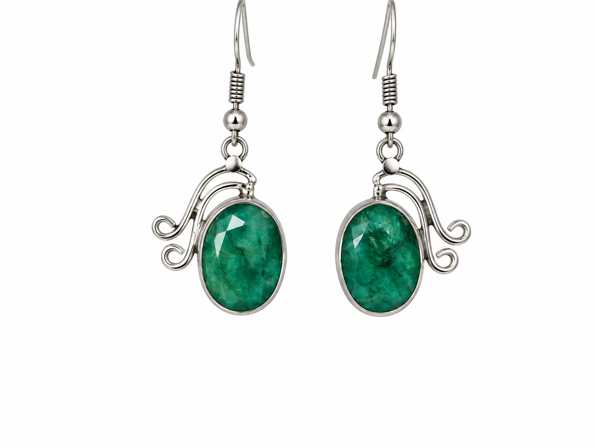 Green Emrald Earpiece Silver 925