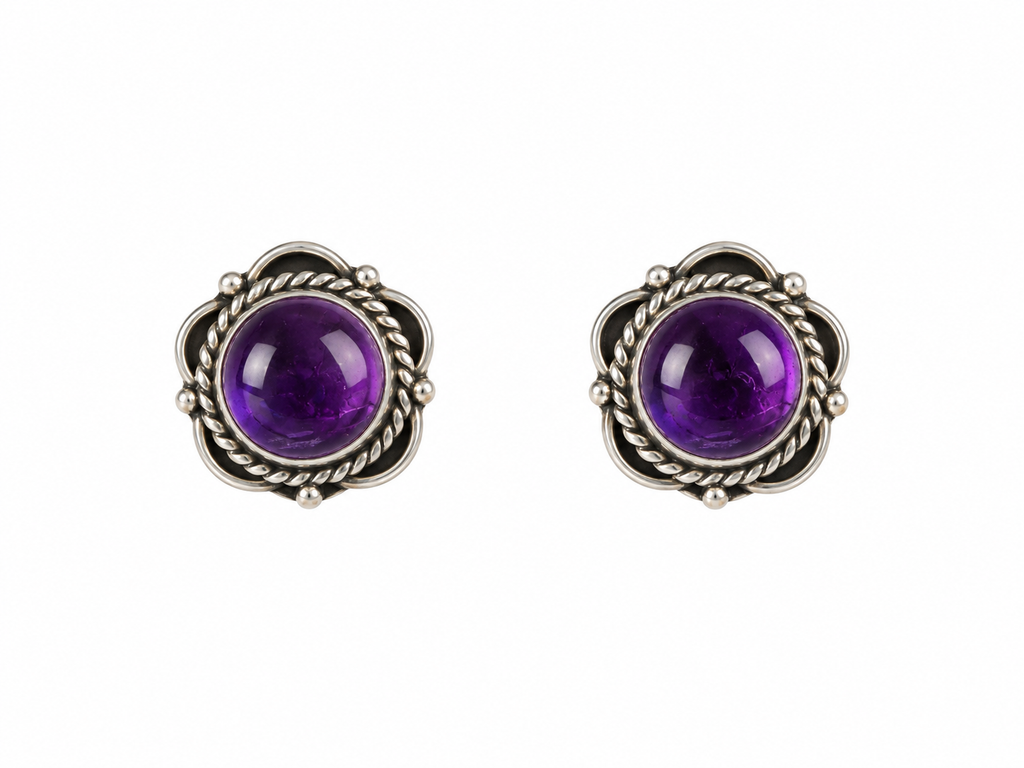 Amethist stud earring Silver 925