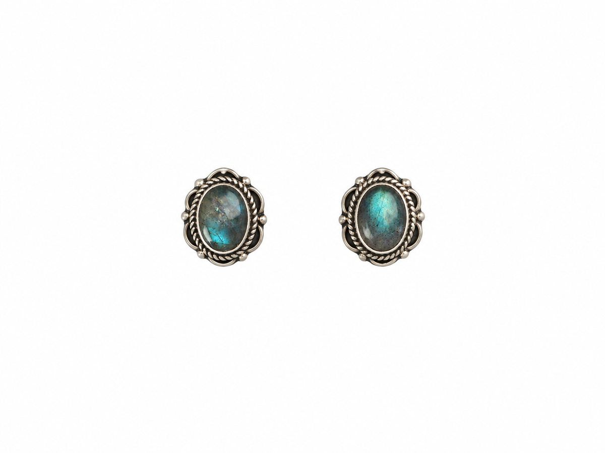 Labradorite stud earring Silver  925