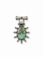 Groene Turqoise en parel pendant