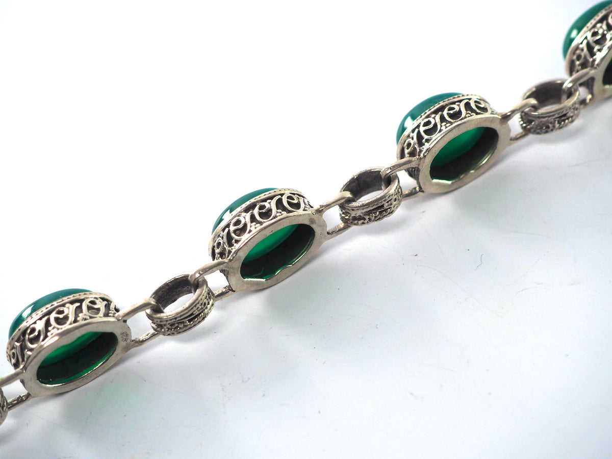 Green Onyx Bracelet Silver 925