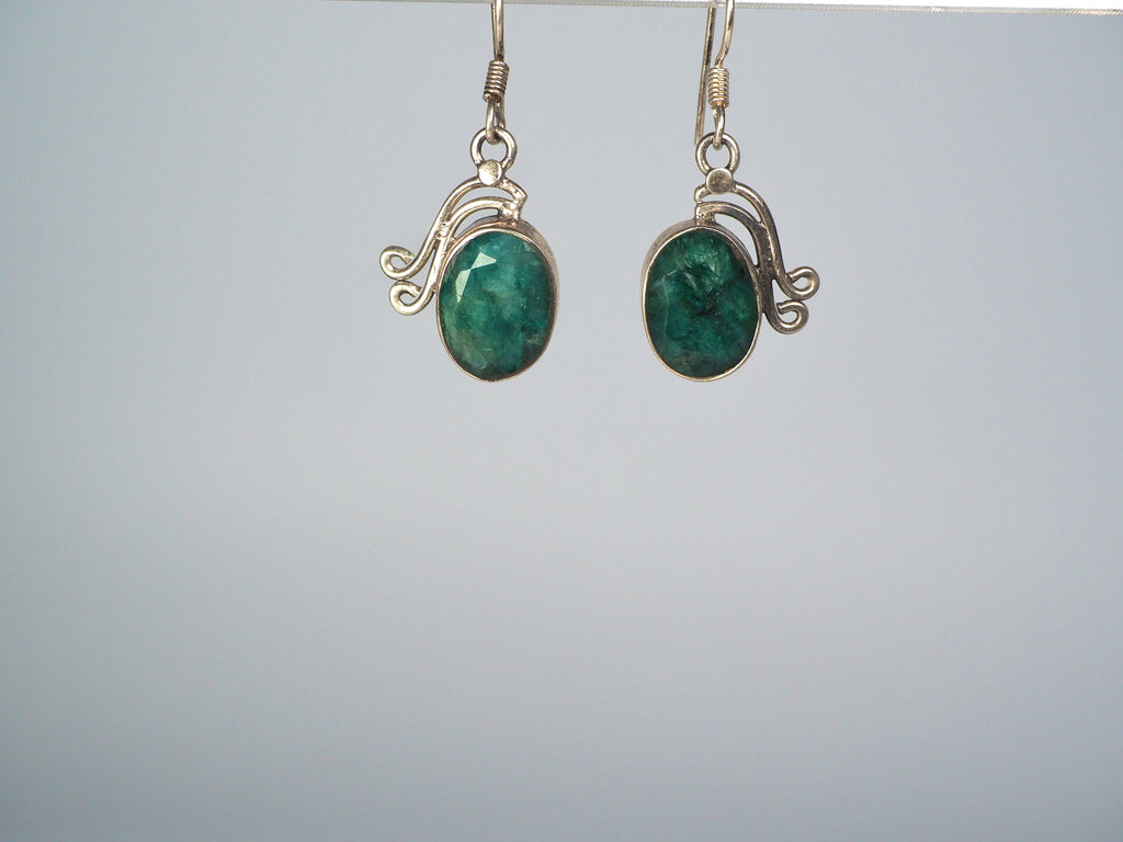 Green Emrald Earpiece Silver 925