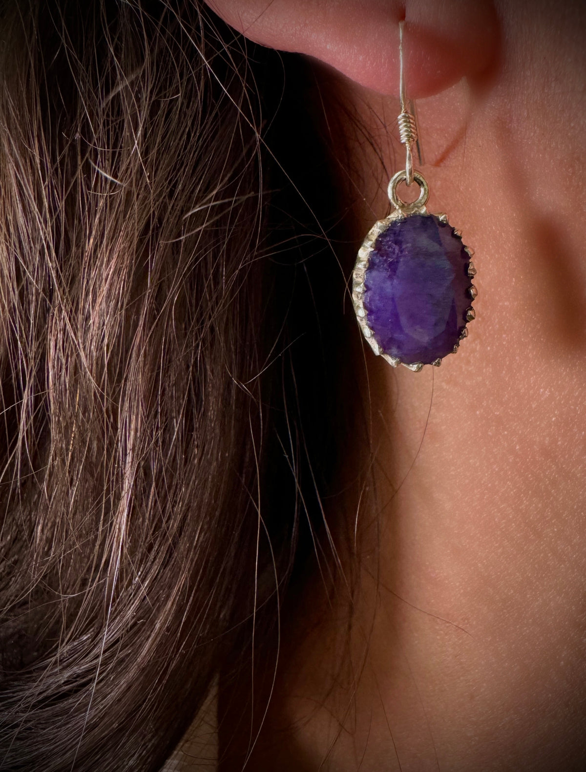 Blue Sapphire Earpiece Silver 925