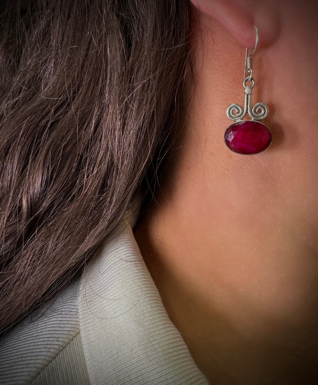Ruby Earpiece 2 Silver 925